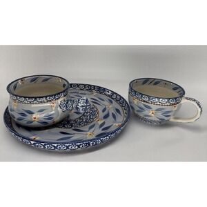 3 Piece -Temptations Old World Blue by Tara Soup And Sandwich Tray With Mug